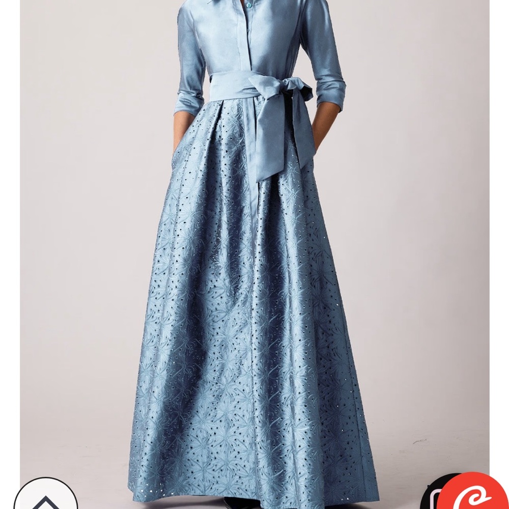 Teri Jon Light Blue Long Sleeve Dress
